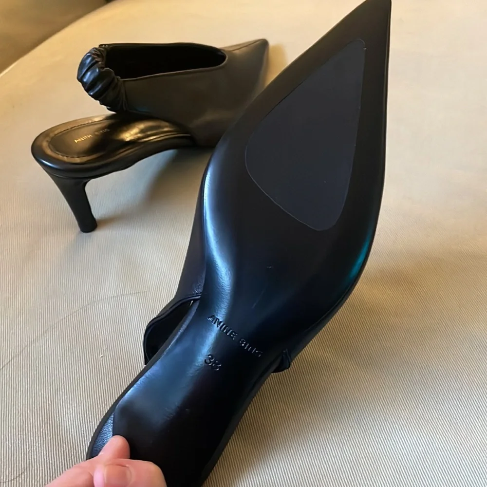 Anine Bing Sleek Black Slingback Heels - Picture 12 of 14